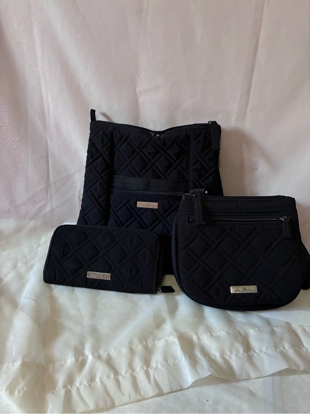 Vera Bradley Quilted Black 3-Piece Bag Set
